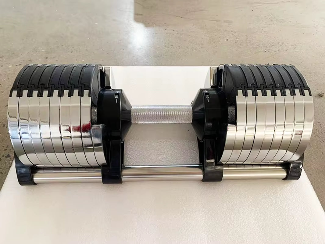 Chrome Adjustable Dumbbell Pair 2Kg(5Lb) or 4Kg(9Lb) Increase Max 45Kg(100Lb) Home Fitness OEM Dumbbells
