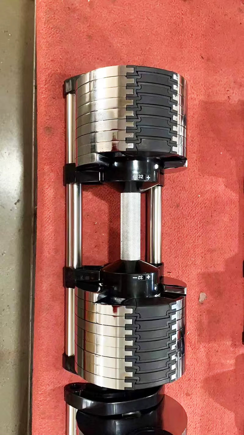Chrome Adjustable Dumbbell Pair 2Kg(5Lb) or 4Kg(9Lb) Increase Max 45Kg(100Lb) Home Fitness OEM Dumbbells