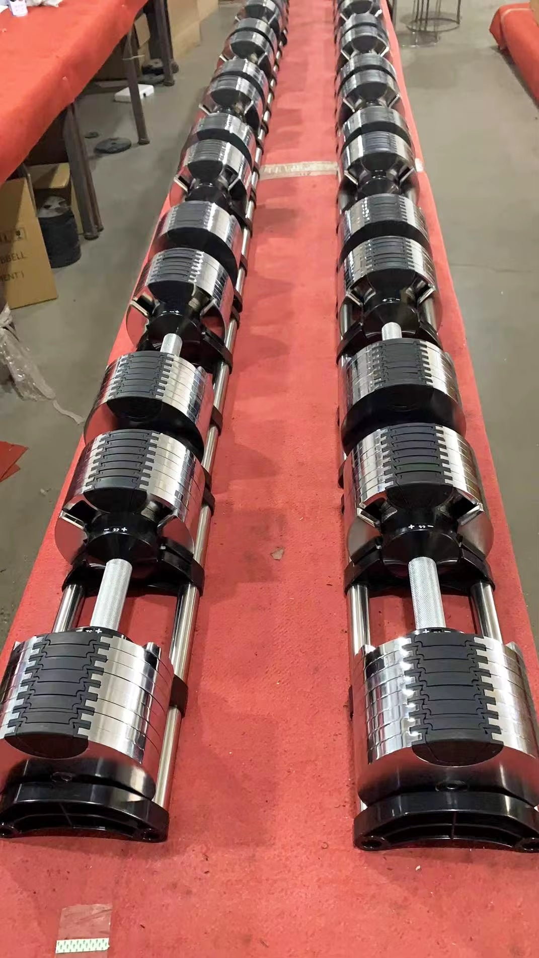 Chrome Adjustable Dumbbell Pair 2Kg(5Lb) or 4Kg(9Lb) Increase Max 45Kg(100Lb) Home Fitness OEM Dumbbells